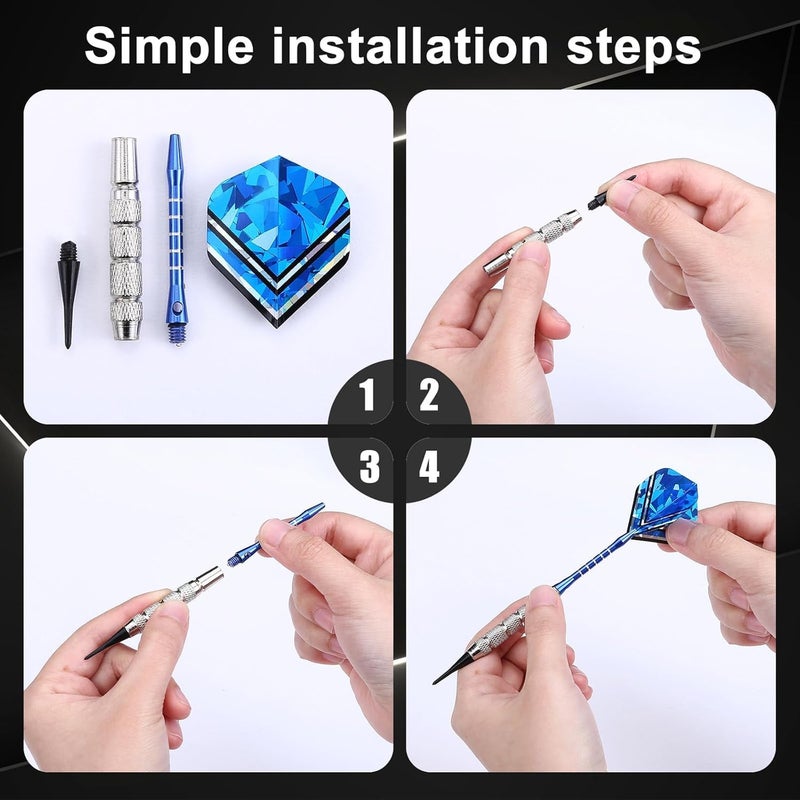 GWHOLE Soft Tip Darts Set, 12pcs Aluminum Metal Body Professional Darts Plastic Tip with 16 Dart Flights and 200 Plastic Tips for Adult Electronic Board Bar Supply - Image 4